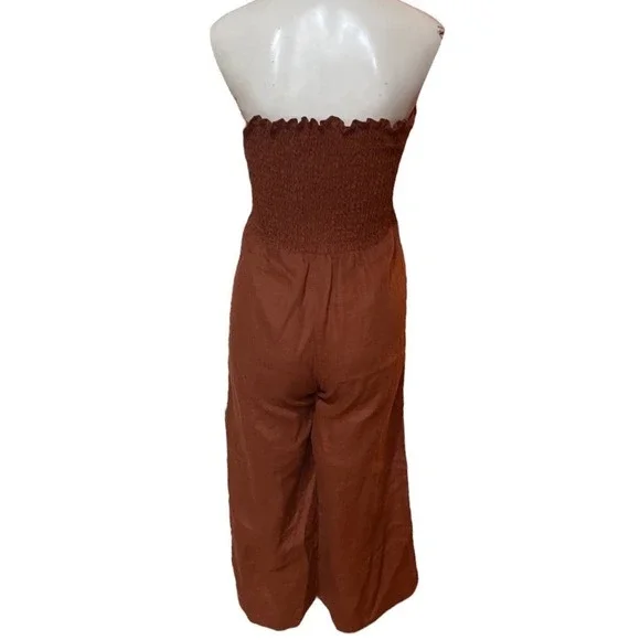 NWT Faithfull the Brand Anthropologie Lais Wide Leg Jumpsuit Linen Size 2 - Picture 7 of 11